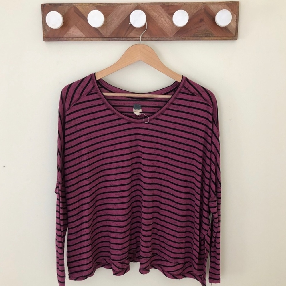 We The Free Pink and Black Striped Top